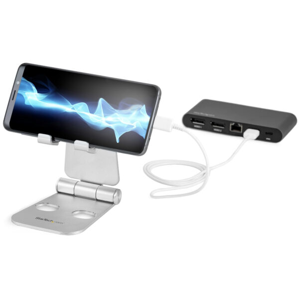 StarTech.com Telefoon en Tablet Steun, Uitklapbare Universele Smartphone- en Tablethouder, Verstelbare Kijkhoek, Ergonomische Bu - Afbeelding 4