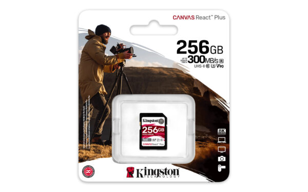 Kingston Technology 256GB Canvas React Plus SDHC UHS-II 300R/260W U3 V90 voor Full HD/4K/8K - Afbeelding 3