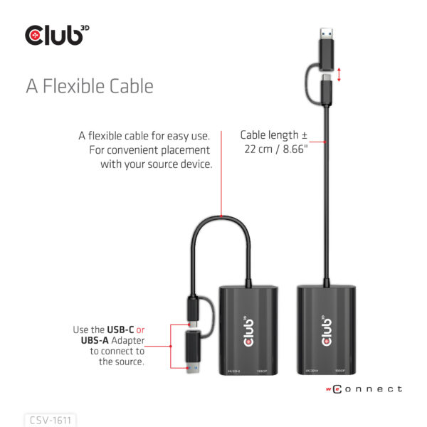 CLUB3D USB Gen1 Type-C/-A to Dual HDMI (4K/30Hz) / VGA (1080/60Hz) - Afbeelding 6