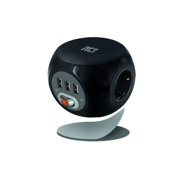 ACT Stekkerdoos cube met 3 stopcontacten, USB-A-poorten, 1,5m - Afbeelding 3