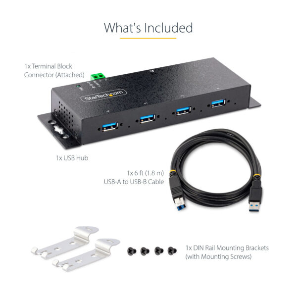StarTech.com 4-Port Industrial USB 3.0 Hub, 5Gbps, Rugged USB Hub met ESD en Overspanningsbeveiliging, DIN/Wand/Bureau Monteerba - Afbeelding 11