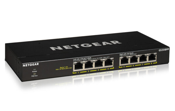NETGEAR GS308PP Unmanaged Gigabit Ethernet (10/100/1000) Power over Ethernet (PoE) Zwart - Afbeelding 3