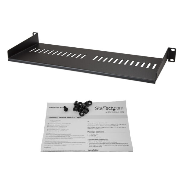 StarTech.com 1U Server Rack Schap - Universele Geventileerde Rack Mount Cantilever Shelf voor 19" Netwerk Kast & Apparatuur - He - Afbeelding 2
