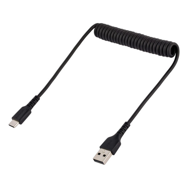 StarTech.com 50cm USB A naar C Laadkabel, Zwart, Robuuste Fast Charge & Sync Spiraalkabel, Hoogwaardige USB 2.0 A naar USB Type- - Afbeelding 2