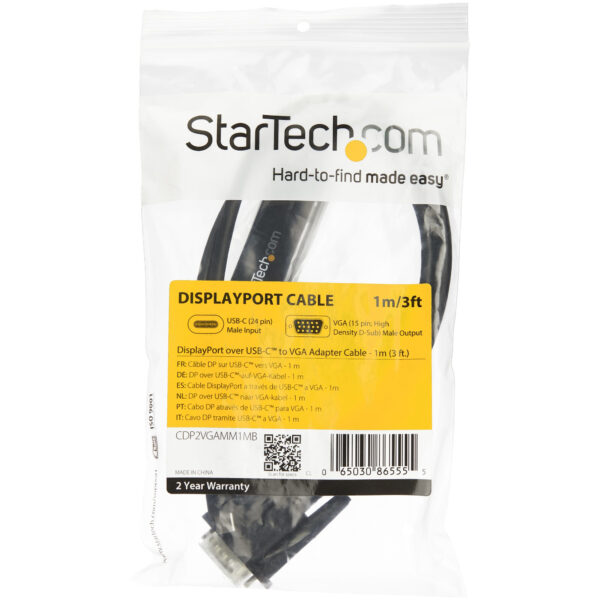 StarTech.com 1m USB C naar VGA Kabel, 1920x1200/1080p USB Type C naar VGA Video Active Adapter Kabel, Thunderbolt 3 Compatibel, - Afbeelding 5