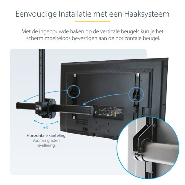 StarTech.com TV Plafondbeugel, Full-Motion Universele Ophangbeugel, Hangende VESA Beugel voor Single 32”-75" TVs / Displays, Kan - Afbeelding 13
