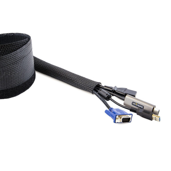 StarTech.com 3m Gevlochten Kabelmantel met Klittenband, Trimbare Heavy Duty Polyester Kabelhuls, 3cm Diameter, Computer Kabelman - Afbeelding 6