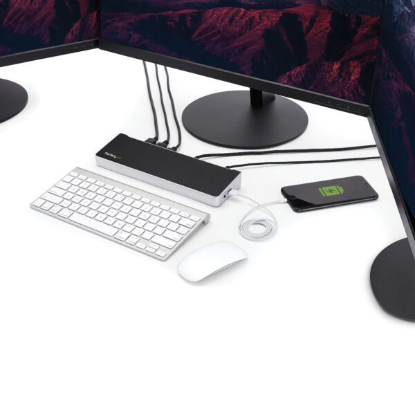 StarTech.com 4K USB-C Dock, Triple UHD 4K Monitor Docking Station, Mac & Windows, USB C to HDMI & DisplayPort, 60W Power Deliver - Afbeelding 5