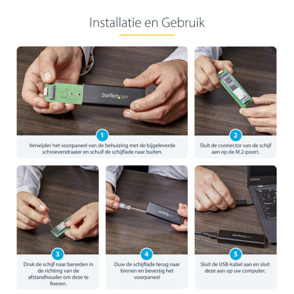 StarTech.com M.2 SSD Behuizing voor M.2 SATA SSDs - USB 3.0 (5Gbps) met UASP - Externe M.2 SSD Behuizing - Aluminum - Afbeelding 3