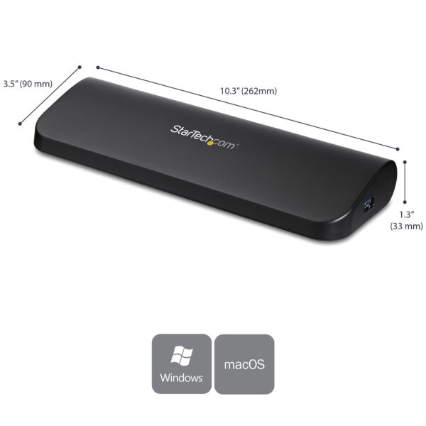 StarTech.com Dual Monitor USB 3.0 Laptop Docking Station met HDMI/DVI/VGA, 3x USB-A Hub, GbE, Audio, Universeel Type-A Dock voor - Afbeelding 2