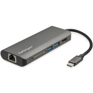 StarTech.com USB-C Multiport Adapter - USB-C Travel Dock met 4K HDMI, 3x USB 3.0 Hub, SD/SDHC, GbE, 60W PD 3.0 Pass-Through - Co