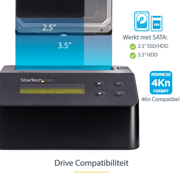 StarTech.com Single Bay Hard Drive Wisser, Standalone HDD/SSD Sanitizer/Eraser, 4Kn, USB 3.0 naar SATA III (6 Gbps), 9 Wismodi, - Afbeelding 12