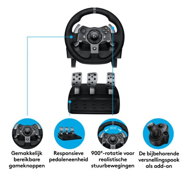 Logitech G G920 Driving Force Zwart USB 2.0 Stuurwiel + pedalen Analoog/digitaal PC, Xbox One, Xbox Series S, Xbox Series X - Afbeelding 14