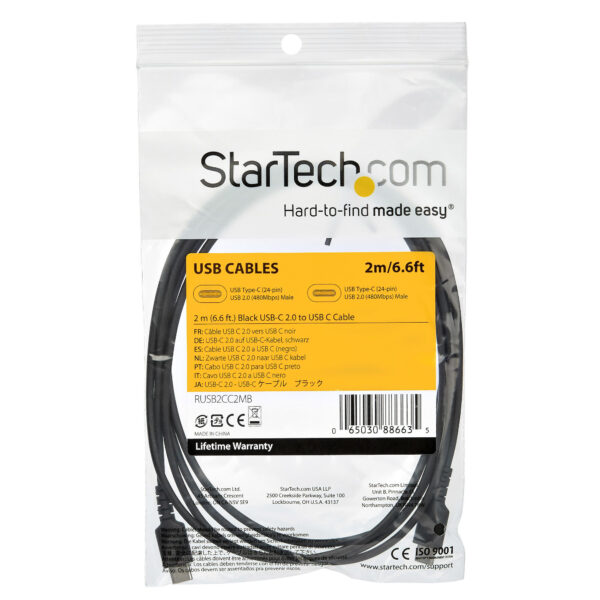 StarTech.com 2m USB C Lader Kabel, Rugged Fast Charge & Sync USB 2.0 naar USB Type C Laptop Laderkabel met TPE Aramidevezel Mant - Afbeelding 2