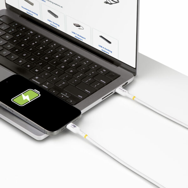 StarTech.com 3m USB-C Laadkabel, Wit, USB-IF Gecertificeerde USB Kabel, 240W PD EPR, USB 2.0 Type-C Laptop Laadkabel, USB-C Data - Afbeelding 6