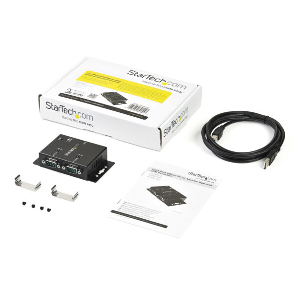 StarTech.com 2-poort Industriële USB naar Seriële Adapter Hub Wandmontage met DIN-Rail Clips - Afbeelding 6