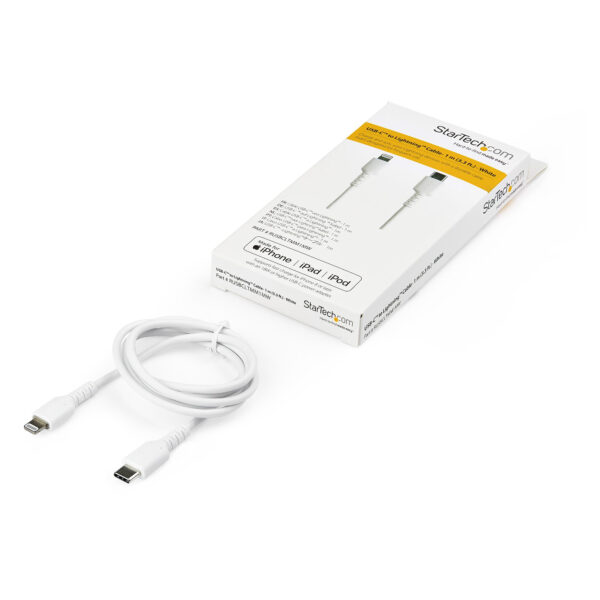 StarTech.com Premium USB-C naar Lightning Kabel 1m Wit - USB Type C naar Lightning Charge & Sync Oplaadkabel - Verstevigd met Ar - Afbeelding 2