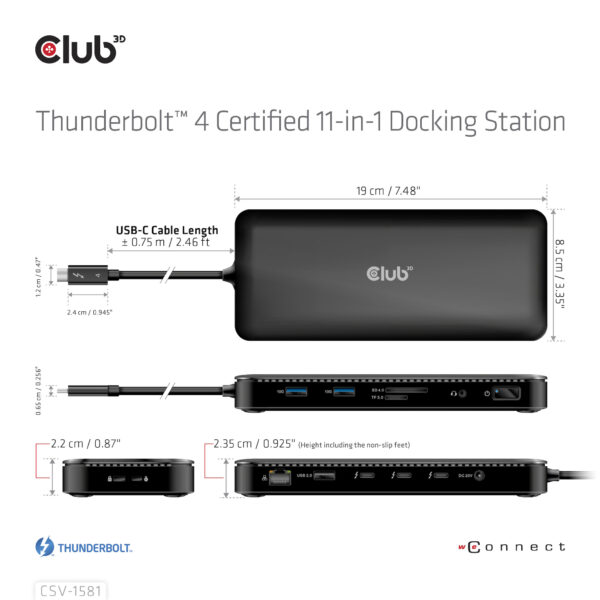 CLUB3D Thunderbolt 4 Certified 11-in-1 Docking Station - Afbeelding 4
