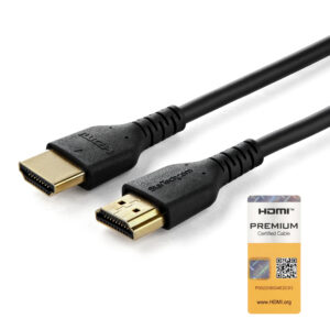 StarTech.com 1 m Premium Gecertificeerde HDMI 2.0 Kabel met Ethernet, Duurzame High Speed UHD 4K 60Hz HDR, Robuuste M/M Kabel me