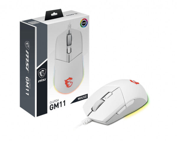 MSI CLUTCH GM11 WHITE muis Gamen Ambidextrous USB Type-A Optisch 5000 DPI - Afbeelding 6