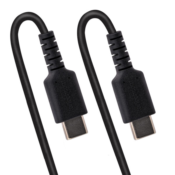 StarTech.com 1m USB C Laadkabel, Zwart, Robuuste Fast Charge & Sync USB-C Spiraalkabel, USB 2.0 Type-C Snellaadkabel, Duurzame A - Afbeelding 5