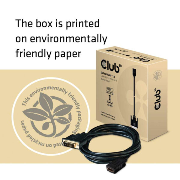 CLUB3D DVI to HDMI 1.4 Cable M/F 2 meter Bidirectional - Afbeelding 4
