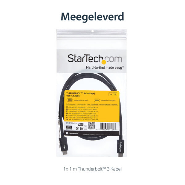 StarTech.com 1m Thunderbolt 3 Kabel, 20Gbps, 100W PD, 4K, Thunderbolt Gecertificeerd, Thunderbolt 4/USB 3.2/DisplayPort Compatib - Afbeelding 7
