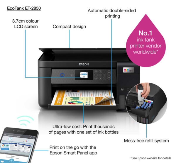 Epson EcoTank ET-2850 A4 multifunctionele Wi-Fi-printer met inkttank, inclusief tot 3 jaar inkt - Afbeelding 19