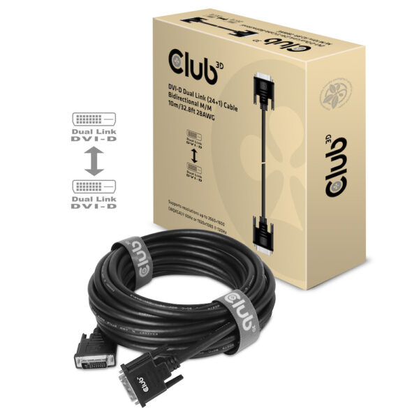 CLUB3D DVI-D Dual Link (24+1) Cable Bidirectional M/M 10m/ - Afbeelding 6