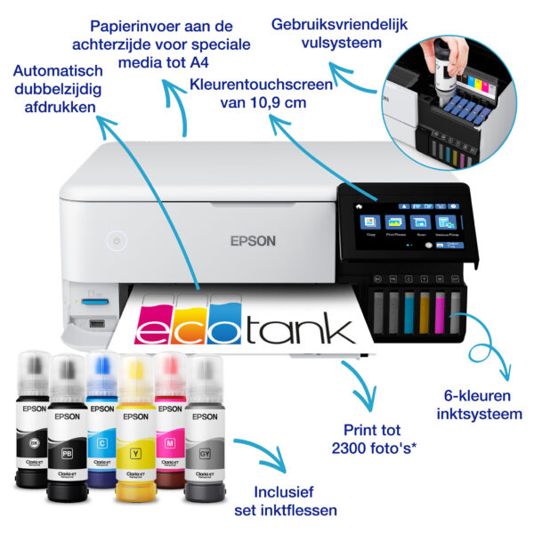 Epson EcoTank ET-8500 A4 Wi-Fi-fotoprinter met inkttank - Afbeelding 9