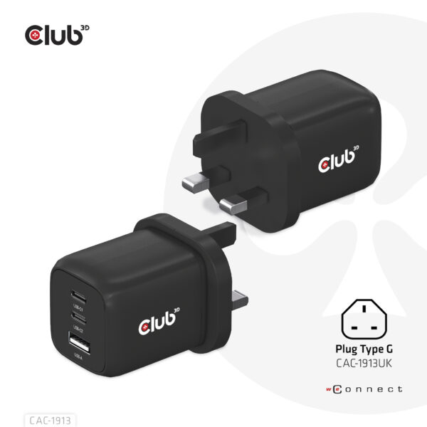 CLUB3D CAC-1913EU Travel Charger 65W GaN - Afbeelding 3
