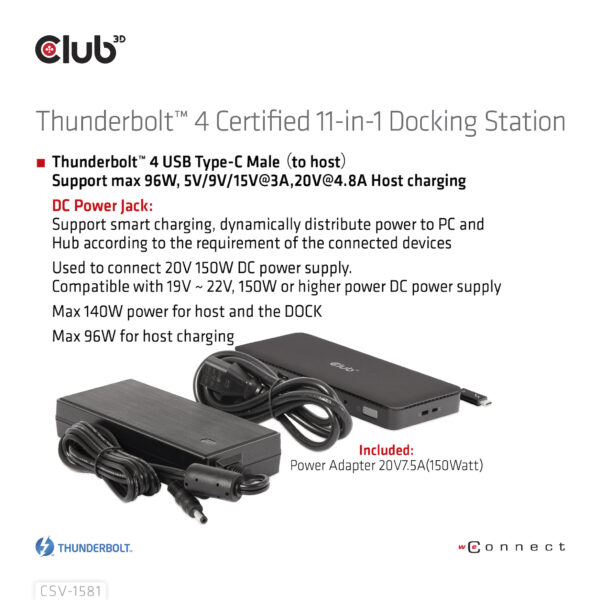 CLUB3D Thunderbolt 4 Certified 11-in-1 Docking Station - Afbeelding 7