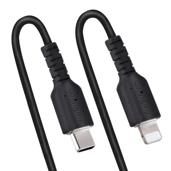 StarTech.com 1m USB-C naar Lightning Kabel, Zwart, MFi Gecertificeerd, iPhone Lader Spiraalkabel, Duurzame Aramidevezels, Robuus - Afbeelding 5