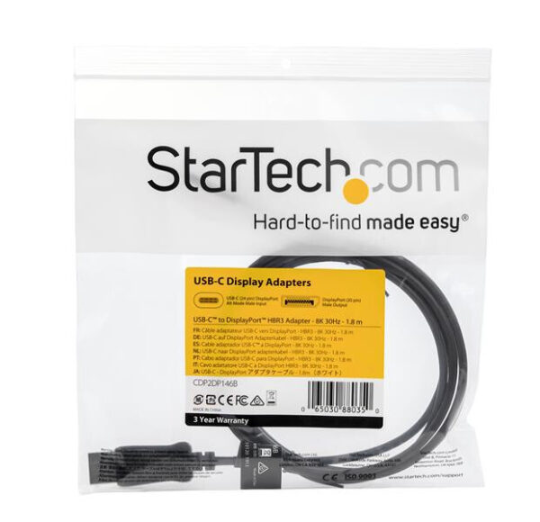 StarTech.com CDP2DP146B video kabel adapter 1,8 m USB Type-C DisplayPort Zwart - Afbeelding 5