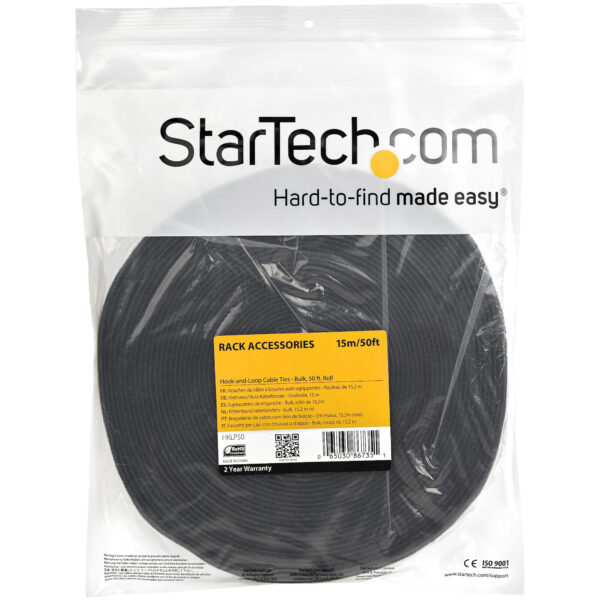 StarTech.com 15m Bulk Rol Klittenband - Op Maat te Knippen Herbruikbare Kabelbinders - Industriële Klitband Tape - Zelfklevende - Afbeelding 3