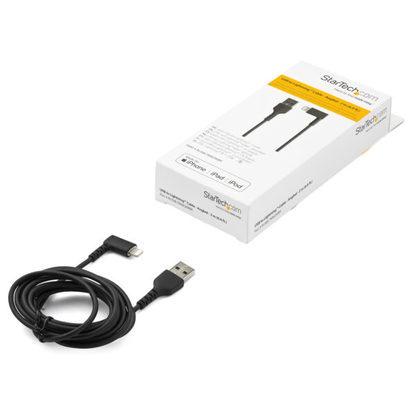 StarTech.com Premium USB-A naar Lightning Kabel 2m Zwart - Robuuste 90° haakse USB Type A naar Lightning Charge & Sync Oplaadkab - Afbeelding 5