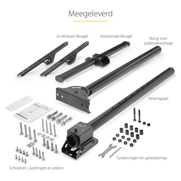 StarTech.com TV Plafondbeugel, Full-Motion Universele Ophangbeugel, Hangende VESA Beugel voor Single 32”-75" TVs / Displays, Kan - Afbeelding 14
