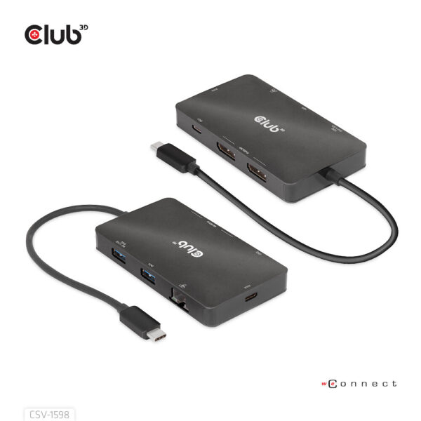 CLUB3D USB Gen2 Type-C to Dual DisplayPort 4k60Hz 7-in-1 HUB - 2x Displayport - Afbeelding 5