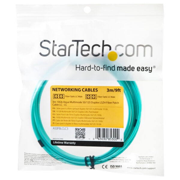 StarTech.com 3m LC/UPC naar LC/UPC OM3 Multimode Glasvezel Netwerkkabel, Full Duplex 50/125µm Zipcord Fiber, 100G Netwerken, LOM - Afbeelding 2