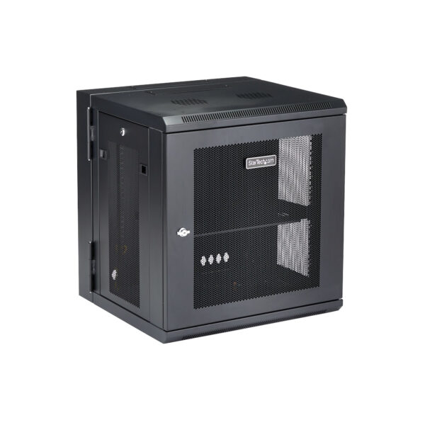 StarTech.com 4 Post 12U Wandmonteerbare Netwerkkast met 1U Schap, 19" Scharnierende Patchkast voor Data/AV/Electronica/Computer - Afbeelding 10