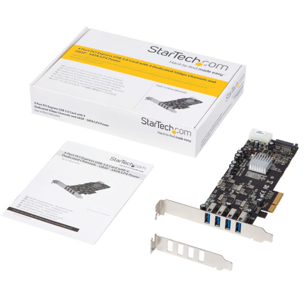 StarTech.com 4-poorts PCI Express (PCIe) SuperSpeed USB 3.0 kaartadapter met 4 speciale 5 Gbps kanalen UASP SATA/LP4-voeding - Afbeelding 9