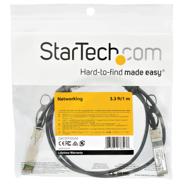 StarTech.com Dell EMC DAC-SFP-10G-1M compatibel - SFP+ Direct Attach kabel - Twinax - SFP+ koper kabel DAC passief 10 Gbps - Afbeelding 4