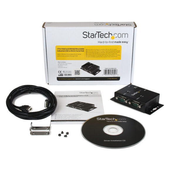 StarTech.com 2-poort Industriële USB naar Seriële Adapter Hub Wandmontage met DIN-Rail Clips - Afbeelding 7