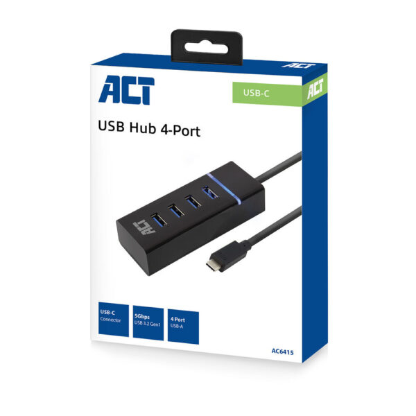 ACT USB-C hub 3.0, 4 poorts, USB-A - Afbeelding 3
