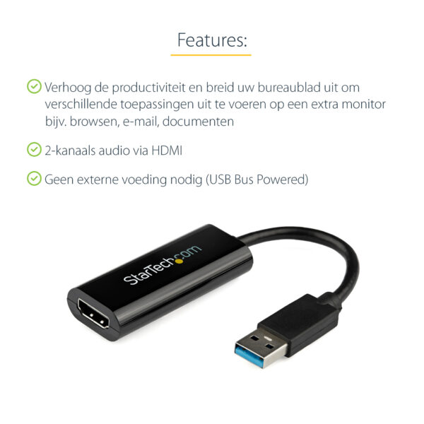 StarTech.com USB 3.0 naar HDMI Adapter - 1080p (1920x1200) - Compacte USB Type-A naar HDMI Display Adapter Converter voor Extra - Afbeelding 7