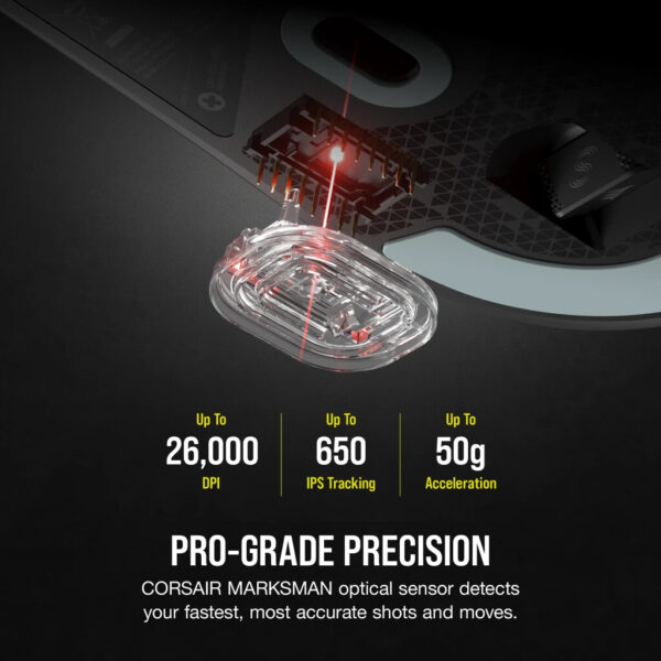 Corsair M75 muis Gamen Ambidextrous Bluetooth Optisch 26000 DPI - Afbeelding 4