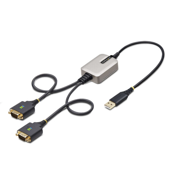 StarTech.com 60cm 2-Port USB naar Seriëel Adapter Kabel, COM Retention, Verwisselbare DB9 Schroeven/Moeren, USB-A naar RS232 DB9