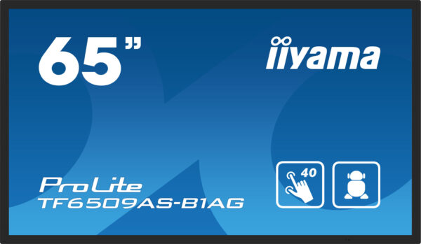 iiyama TF6539AS-B1AG beeldkrant Digitale signage flatscreen 163,8 cm (64.5") LED 500 cd/m² 4K Ultra HD Zwart Touchscreen Type pr