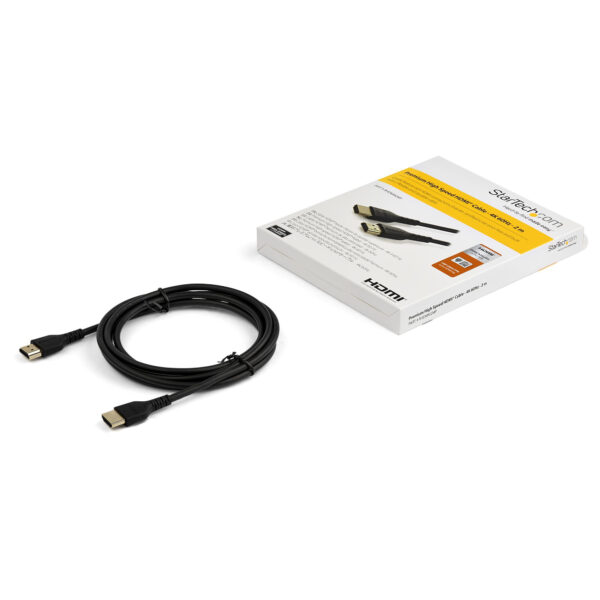 StarTech.com 2 m Premium Gecertificeerde HDMI 2.0 Kabel met Ethernet, Duurzame High Speed UHD 4K 60Hz HDR, Robuuste M/M Kabel me - Afbeelding 2