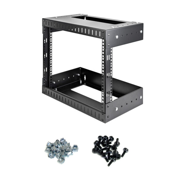 StarTech.com 2 Post 8U Heavy-Duty Wandmonteerbare Server Rack, 19" Open Frame Netwerk Rack met Verstelbare Diepte, Data Rack voo - Afbeelding 9